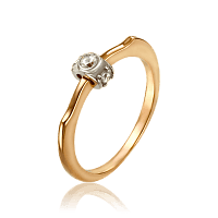 Золотое кольцо для предложения с фианитами 033453