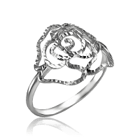 Срібна каблучка Троянда з алмазним гравіюванням 034953