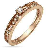 Золотое кольцо с фианитовой дорожкой Уникальность 033459