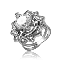 Шикарное серебряное кольцо в виде Цветка с фианитами 035035