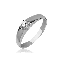 Золотое кольцо с бриллиантом в белом золоте r0471