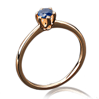 Золотое кольцо с сапфиром из красного золота 1090