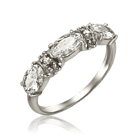 Нежное серебряное кольцо с овальными фианитами 034777