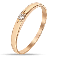 Кольцо с бриллиантом в красном золоте 035445