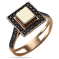 Золотое кольцо с нанокристаллами Кубик 030083