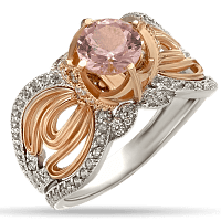 Женское золотое кольцо с морганитом и фианитами 030469