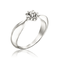 Кольцо из белого золота с бриллиантами Цветок 035307