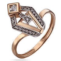 Кольцо золотое с камнями в необычном дизайне 033707
