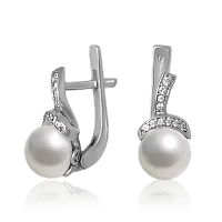 Срібні сережки Крендель з перлиною 023041