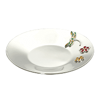 Срібне блюдце Бабка і квіти з емаллю 031860