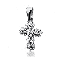Кулон крестик с бриллиантами 023180