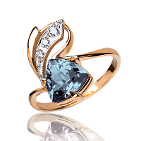 Золотое кольцо с голубым топазом Рикарда 033491