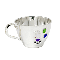 Детская серебряная чашка Пятачок с эмалью 031859