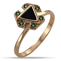 Золотое кольцо с агатом и нанокристаллами 030045