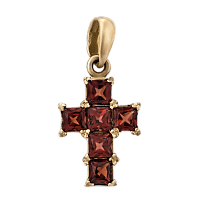 Золотой крестик с гранатом 410950