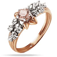 Золотое кольцо Нежность ландыша с розовым морганитом 030464