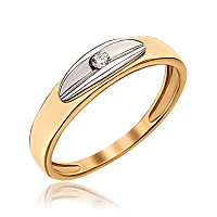 Кольцо с бриллиантом в комбинированном золоте 035517