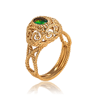 Золотое кольцо с ажурным ободком с опалом 034164