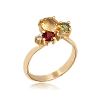Золотое кольцо с драгоценными камнями 10552