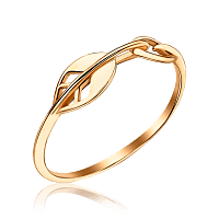 Нежное золотое кольцо без камней Листик 035101