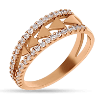 Золотое кольцо с фианитами 038282