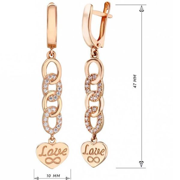 Золотые серьги Love с фианитами 038611 038611 фото
