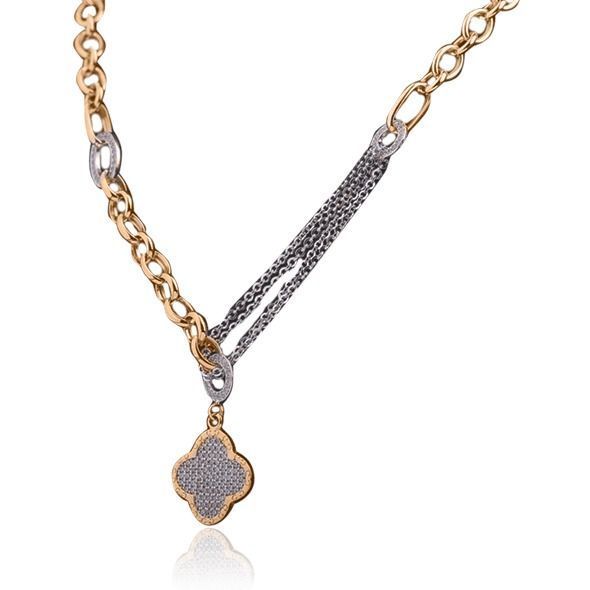 Колье в стиле Van Cleef из желтого и белого золота 029357 029357 фото