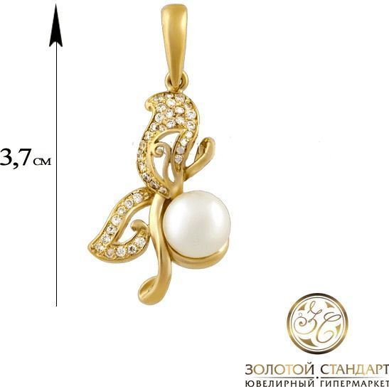 Золотой подвес с жемчугом 411923 411923 фото