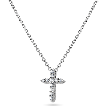 Серебряное колье с подвесным декоративным крестиком из белых фианитов 039824 039824 фото