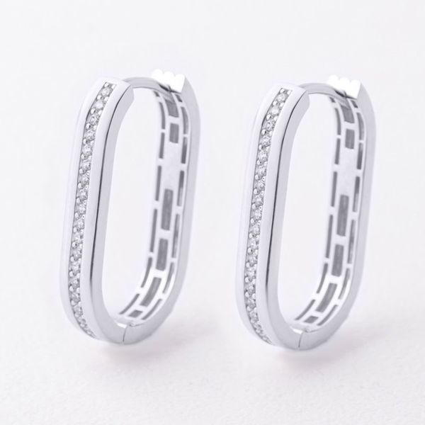 Серьги в белом золоте с дорожкой фианитов 043397 043397 фото