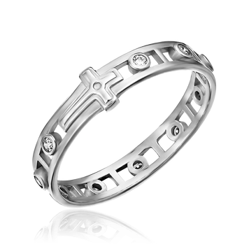 Серебряное кольцо с фианитами Крест 034743 034743 фото