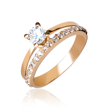 Золотое кольцо с фианитами двойное 032776 032776 фото