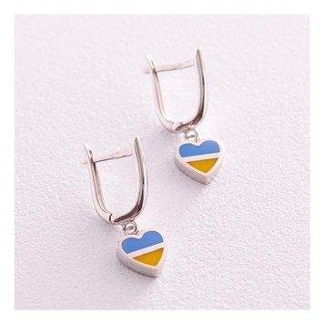 Золотые серьги С Украиной в сердце 037476 037476 фото