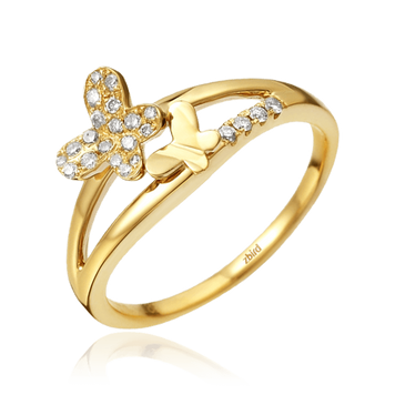 Кольцо из желтого золота Бабочки с бриллиантами 031067 031067 фото