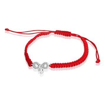 Серебряный браслет Бантик красная нить с фианитами 028922 028922 фото