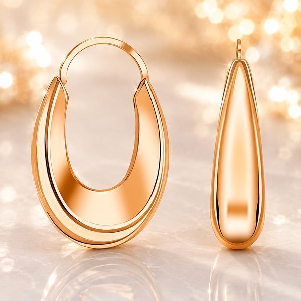 Серьги без вставок в красном золоте 043259 043259 фото