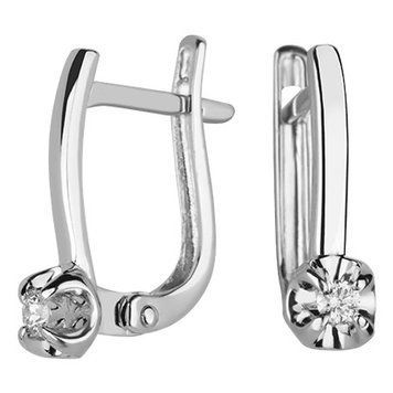 Серьги из белого золота с бриллиантом 029631 029631 фото