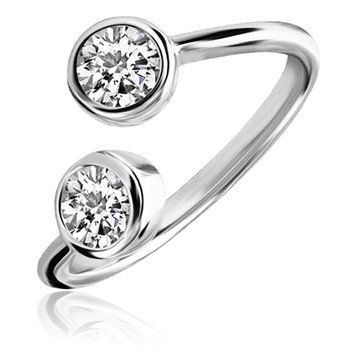 Серебряное кольцо на фалангу с двумя фианитами 035649 035649 фото