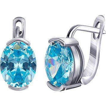 Серебряные серьги с фианитом 025573 025573 фото