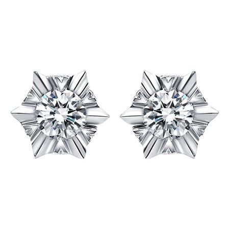 Серьги-пусеты в белом золоте с бриллиантом 026117 026117 фото
