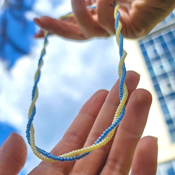Жовто-блакитне намисто зі срібною застібкою 2 в 1 Україна понад усе 037217 037217 фото