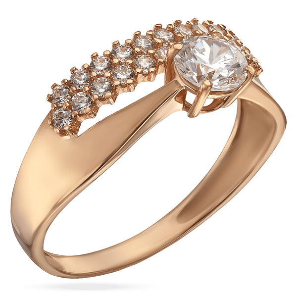 Золотое кольцо с фианитами Комбинация 032542 032542 фото