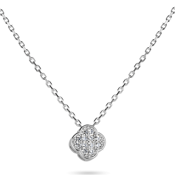 Серебряное колье с маленьким клевером из белых фианитов и дополнительной цепочкой 039770 039770 фото