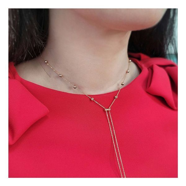 Эксклюзивное длинное золотое колье-галстук 2 в 1 с шариками 038938 038938 фото