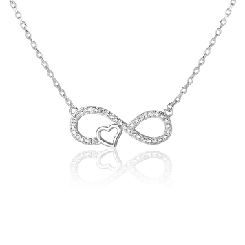 Серебряное колье Бесконечность и Сердце с фианитами 027423 027423 фото