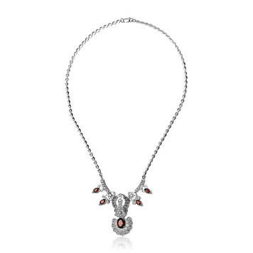 Серебряное колье с красными камнями 034928 034928 фото