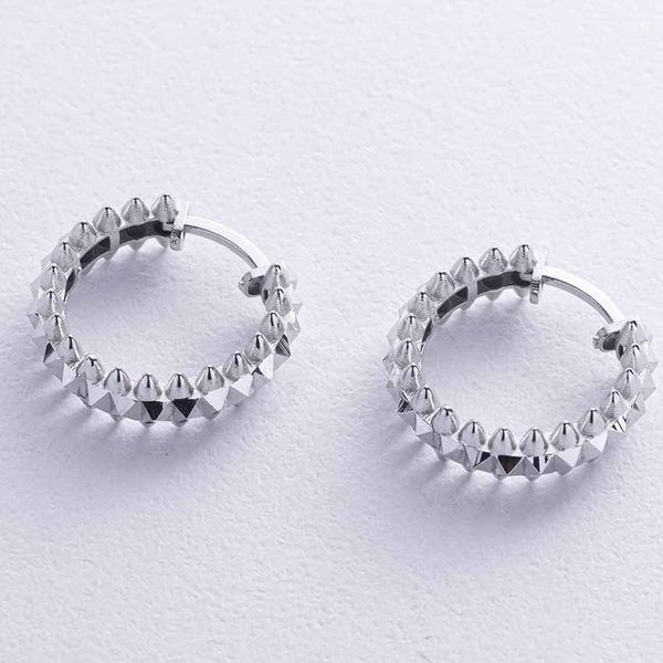 Массивные серьги - кольца из белого золота Клеш без вставок 039269 039269 фото