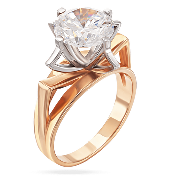 Золотое кольцо с одним фианитом 028588 028588 фото
