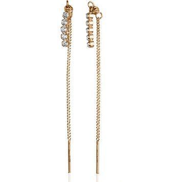 Золотые серьги-протяжки с фианитами 027149 027149 фото