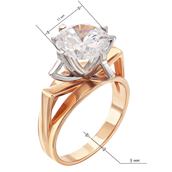 Золотое кольцо с одним фианитом 028588 028588 фото